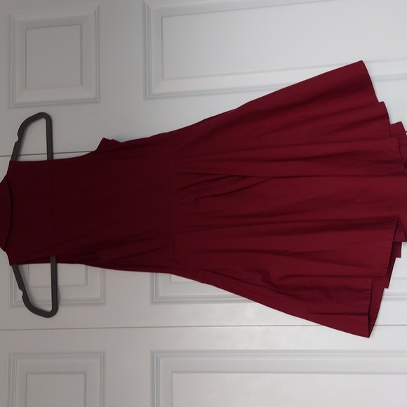 Express maroon button-up fit and flare dress with pockets, size 0 - Picture 6 of 7